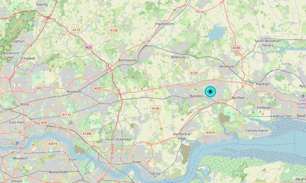 Map of our delivery coverage in Basildon