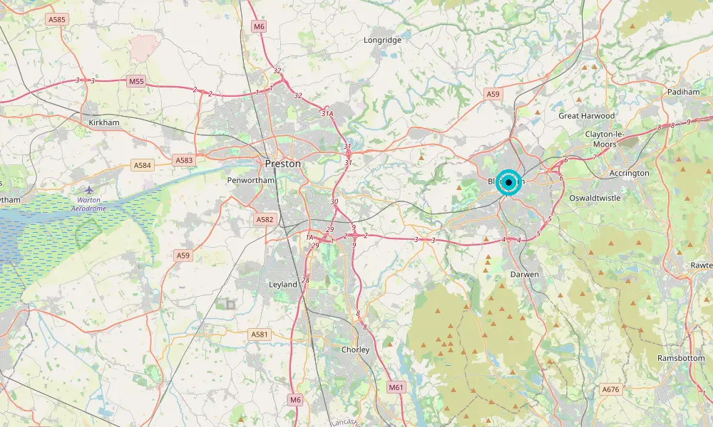 Map of our delivery coverage in Blackburn