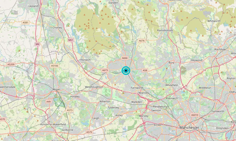 Map of our delivery coverage in Bolton