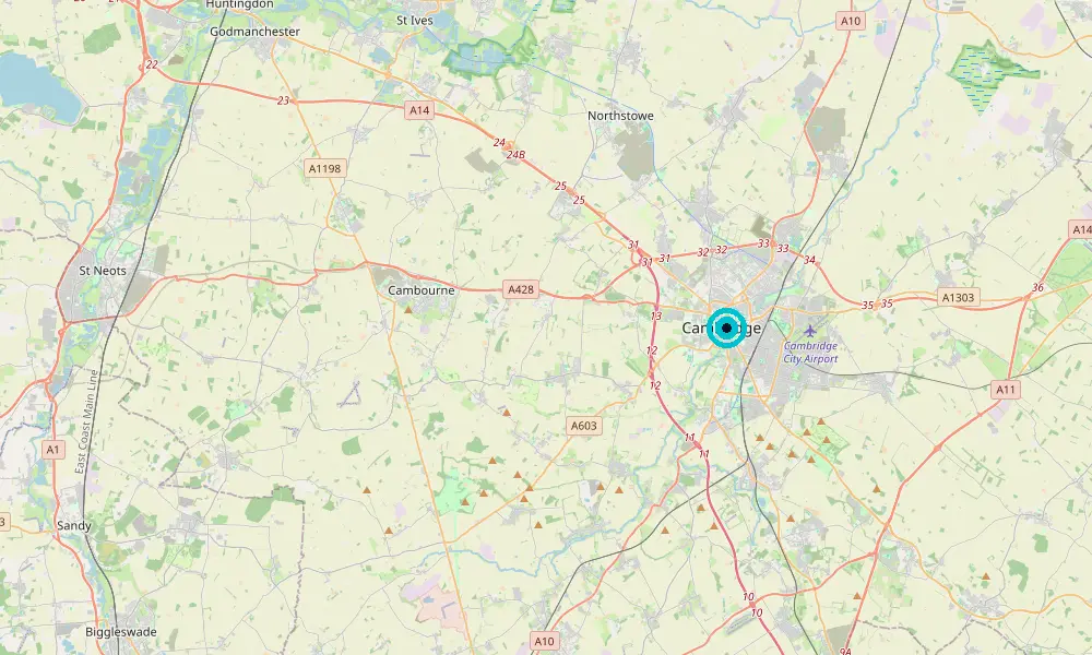 Map of our delivery coverage in Cambridge