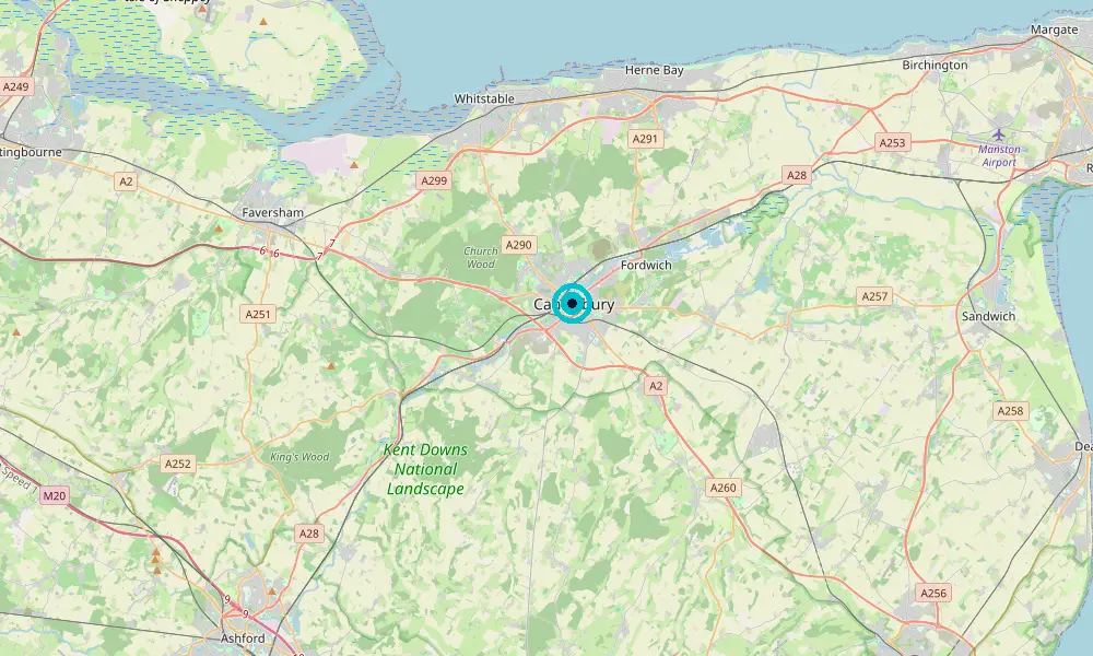 Map of our delivery coverage in Canterbury