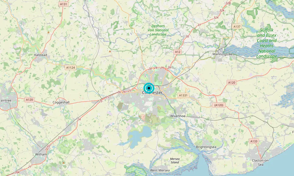 Map of our delivery coverage in Colchester