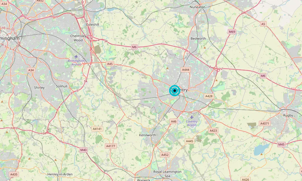Map of our delivery coverage in Coventry