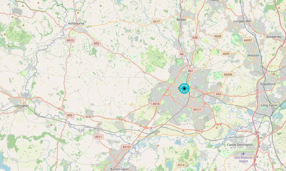 Map of our delivery coverage in Derby