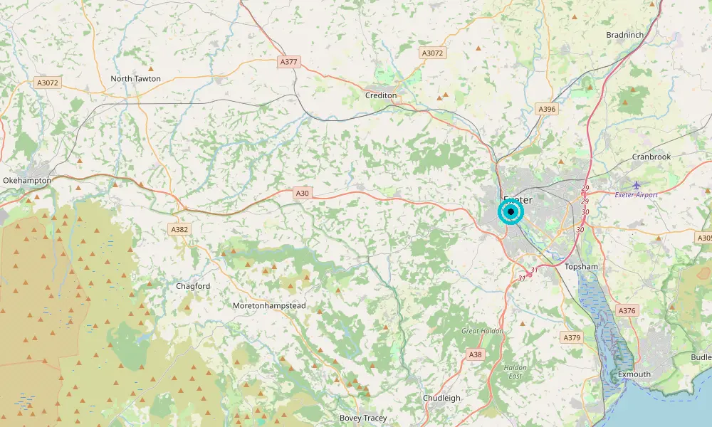 Map of our delivery coverage in Exeter