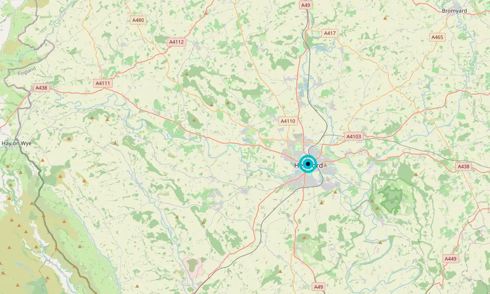 Map of our delivery coverage in Hereford
