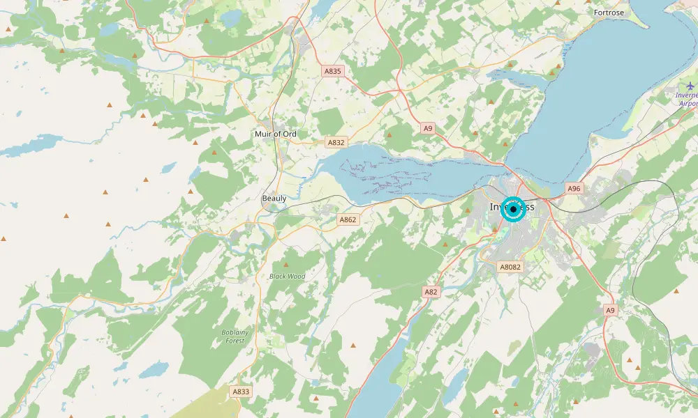 Map of our delivery coverage in Inverness