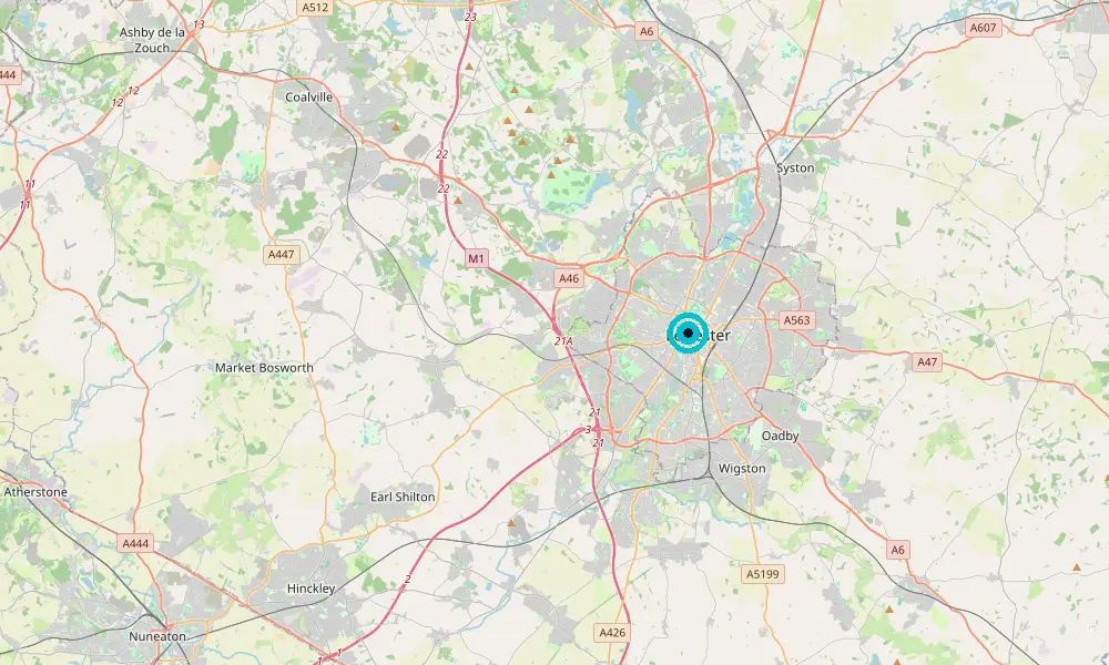 Map of our delivery coverage in Leicester
