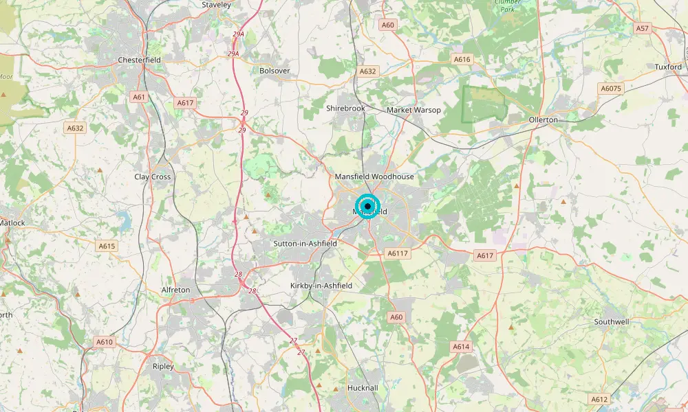 Map of our delivery coverage in Mansfield