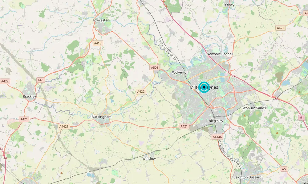 Map of our delivery coverage in Milton Keynes
