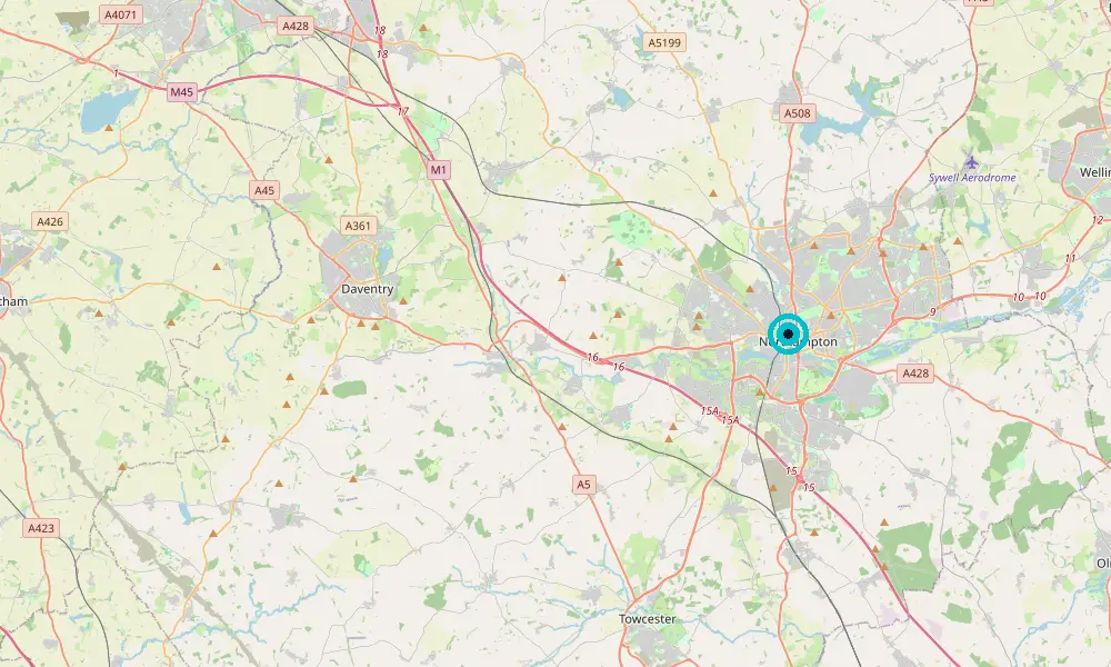 Map of our delivery coverage in Northampton