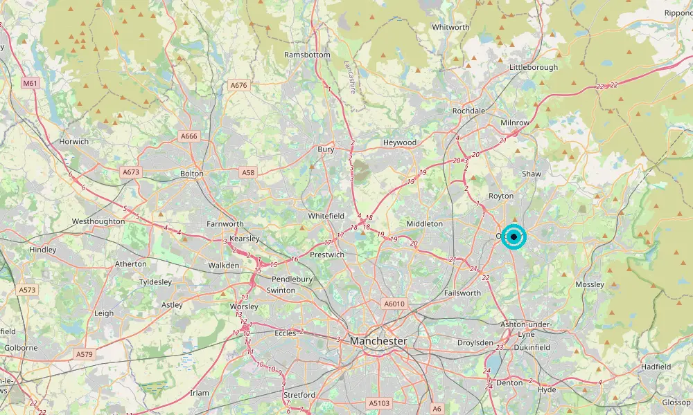 Map of our delivery coverage in Oldham