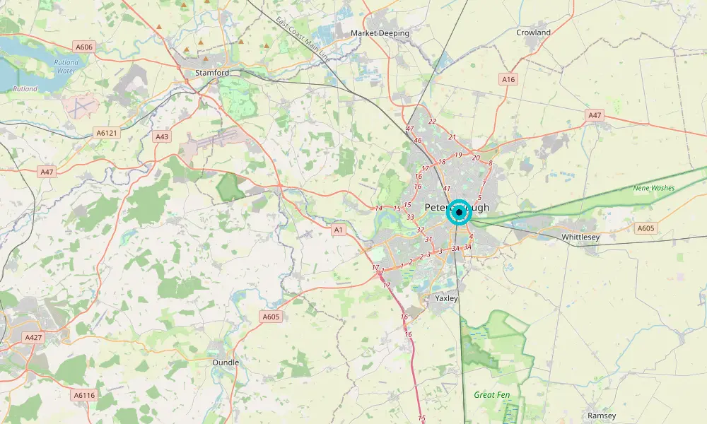 Map of our delivery coverage in Peterborough