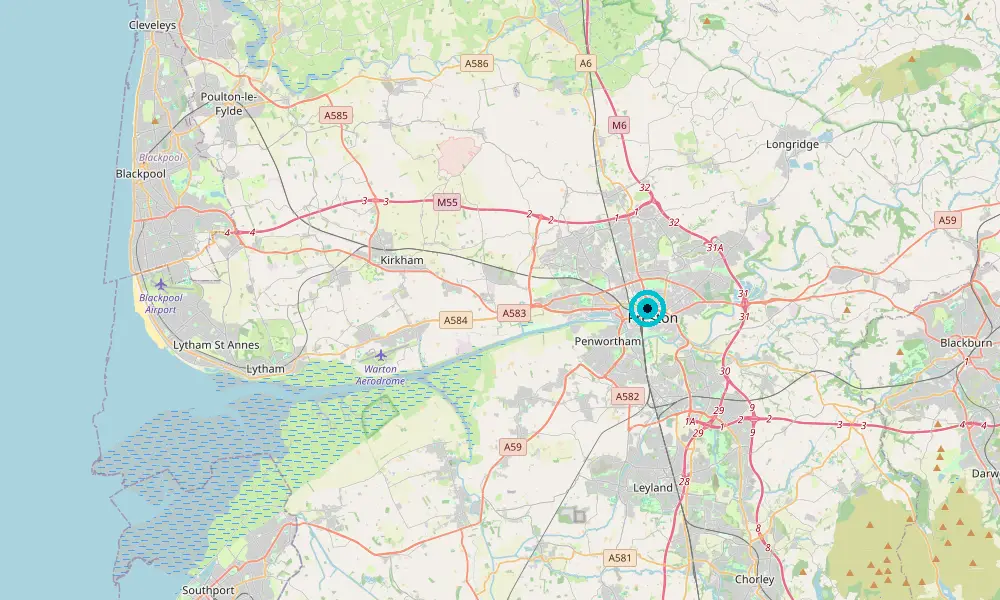 Map of our delivery coverage in Preston