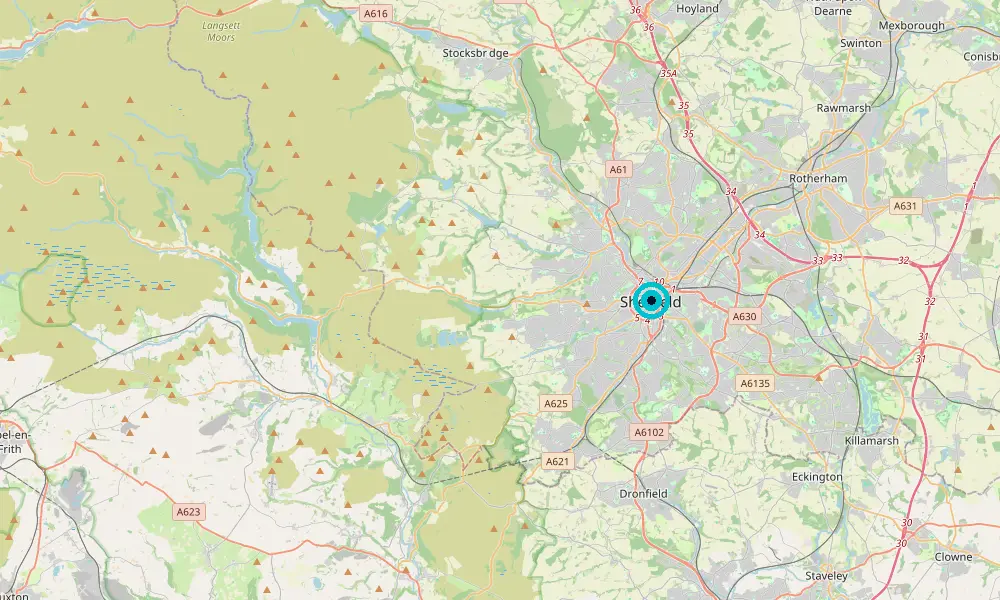 Map of our delivery coverage in Sheffield