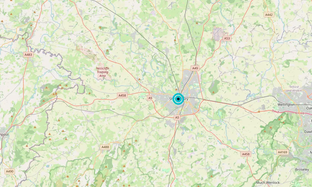 Map of our delivery coverage in Shrewsbury