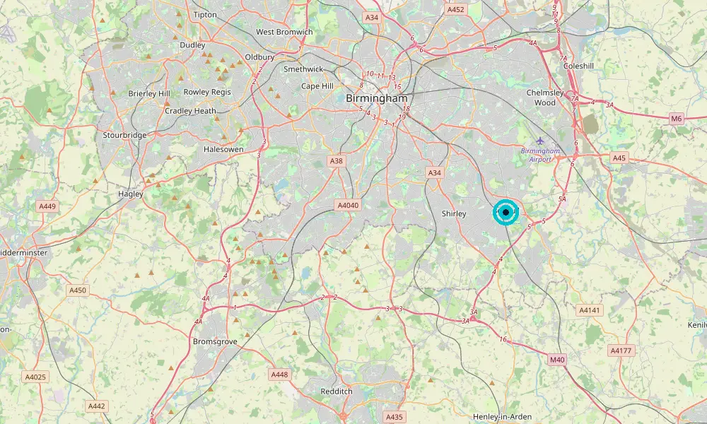 Map of our delivery coverage in Solihull