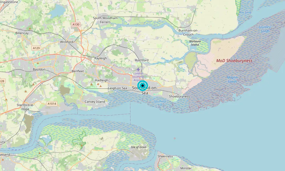 Map of our delivery coverage in Southend-on-Sea