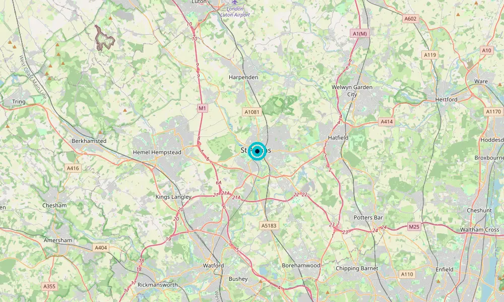 Map of our delivery coverage in St Albans
