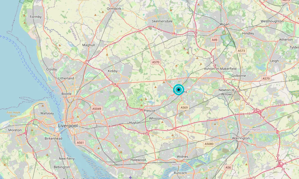 Map of our delivery coverage in St Helens