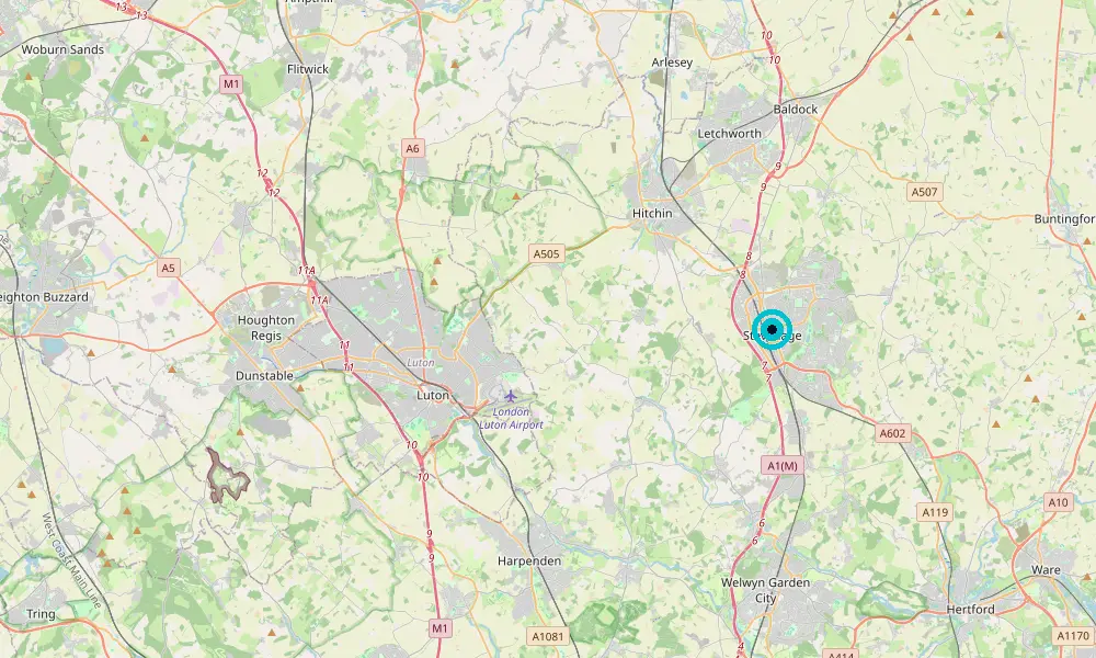 Map of our delivery coverage in Stevenage