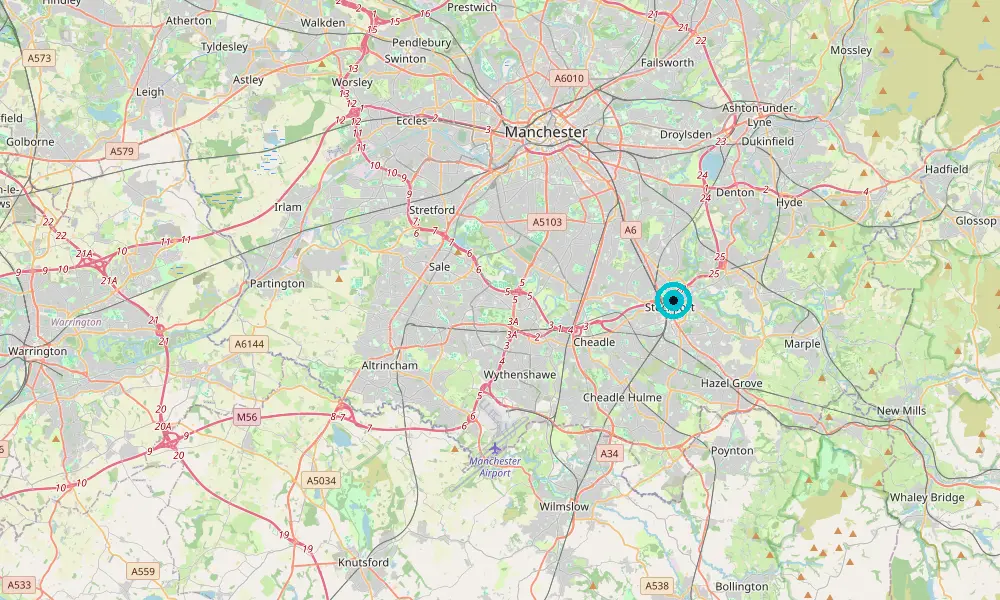 Map of our delivery coverage in Stockport