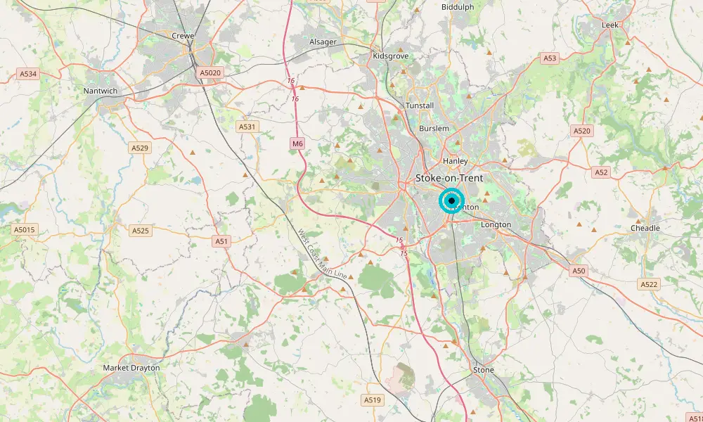 Map of our delivery coverage in Stoke-on-Trent