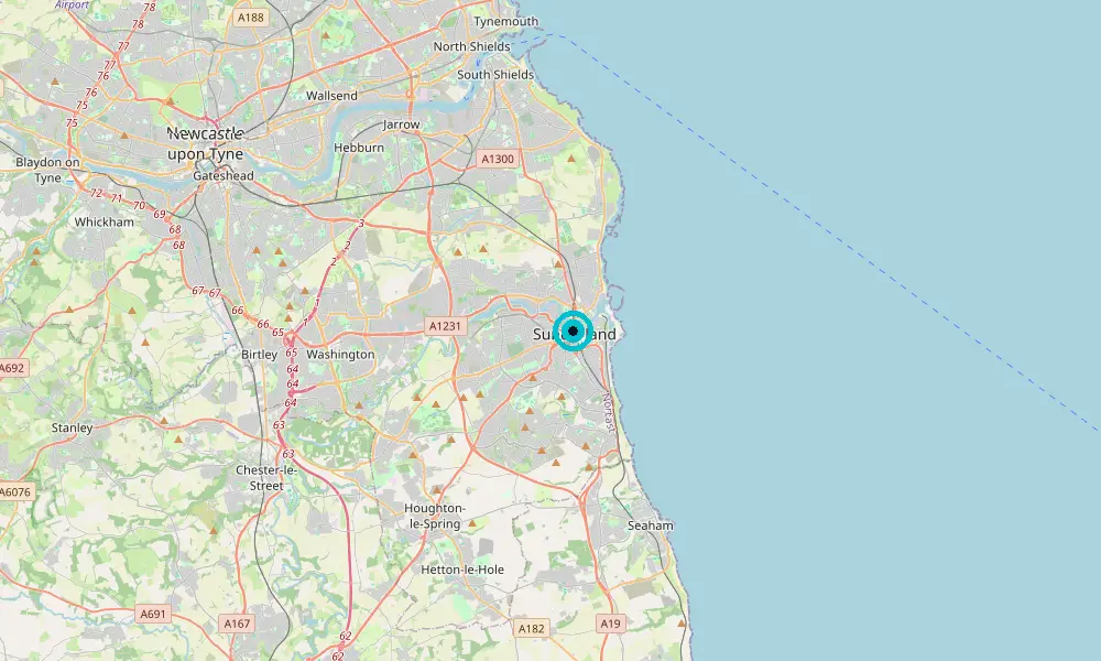 Map of our delivery coverage in Sunderland