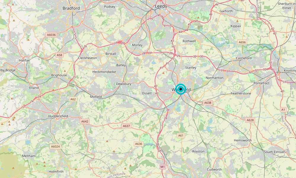 Map of our delivery coverage in Wakefield