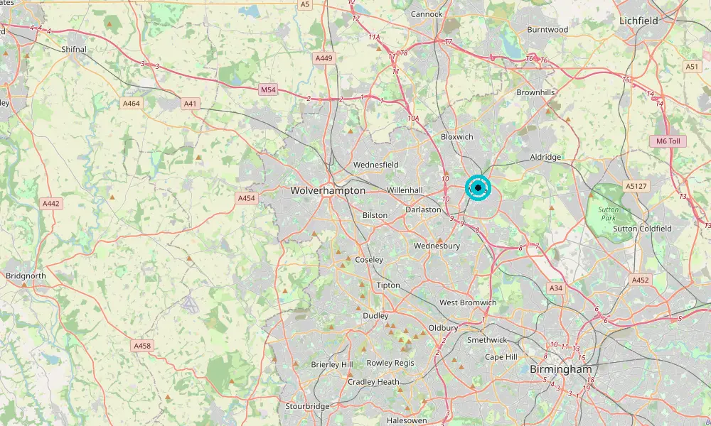 Map of our delivery coverage in Walsall