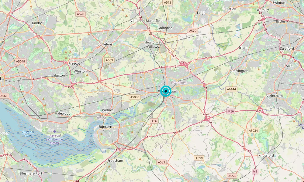 Map of our delivery coverage in Warrington