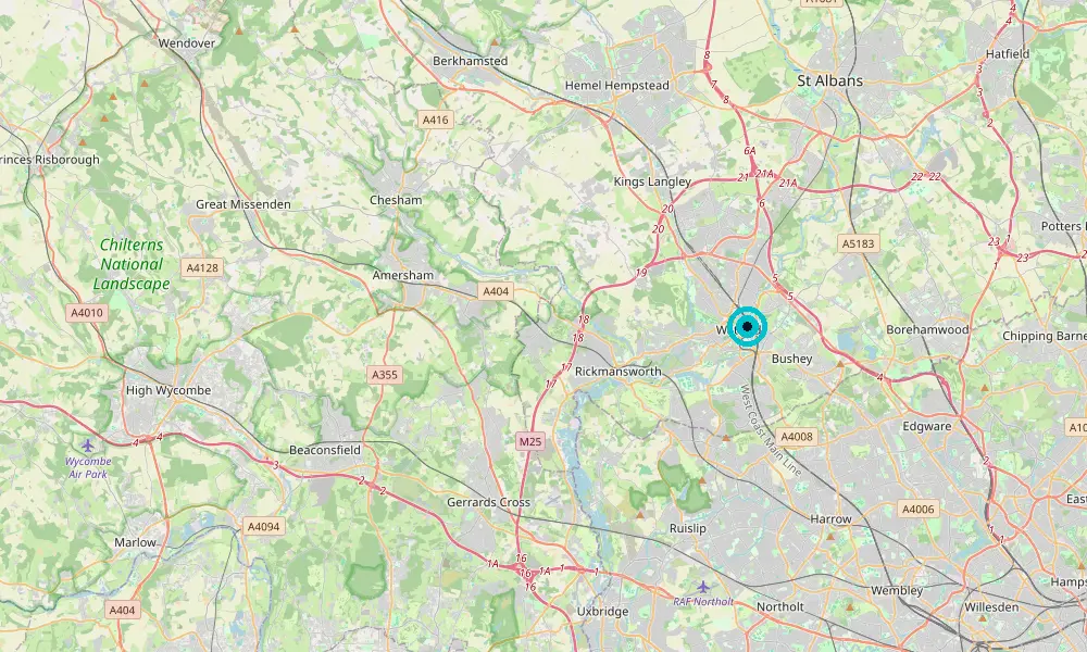 Map of our delivery coverage in Watford