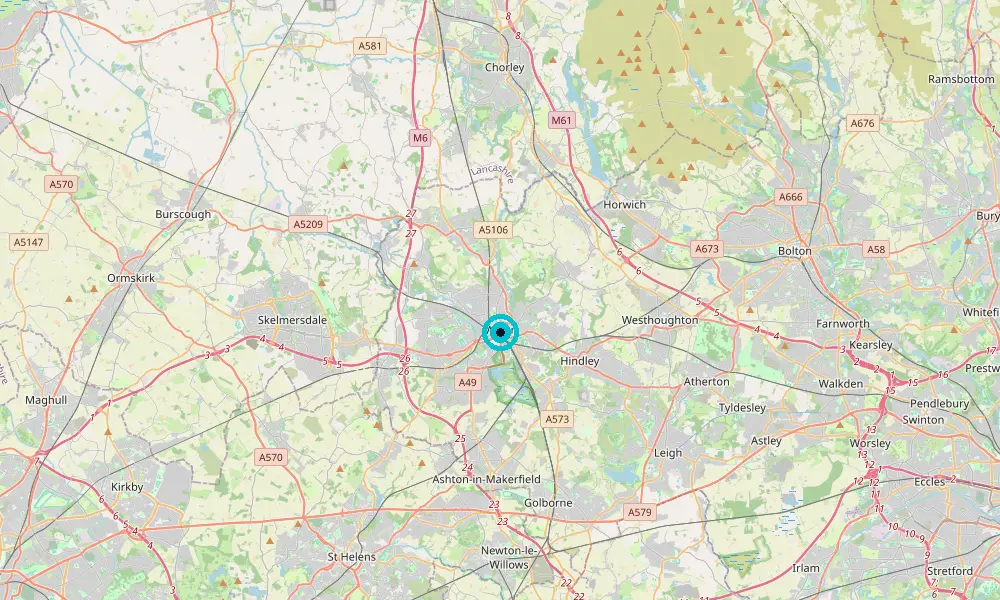 Map of our delivery coverage in Wigan