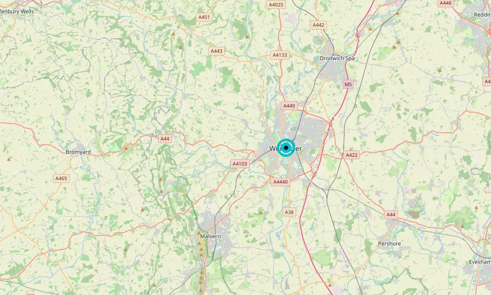 Map of our delivery coverage in Worcester