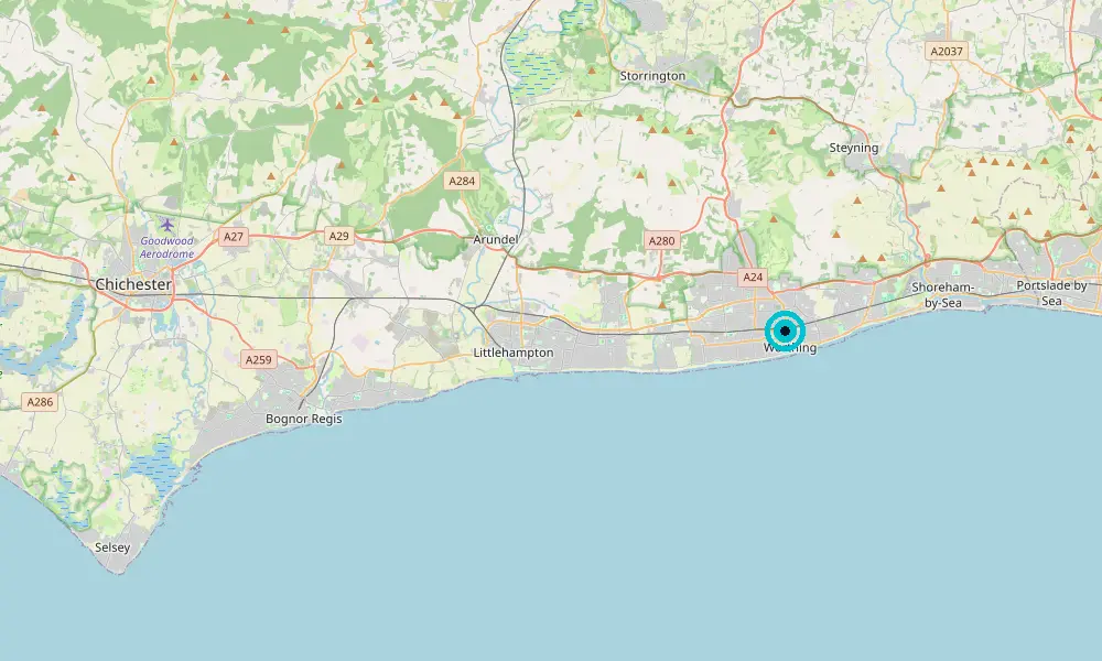 Map of our delivery coverage in Worthing