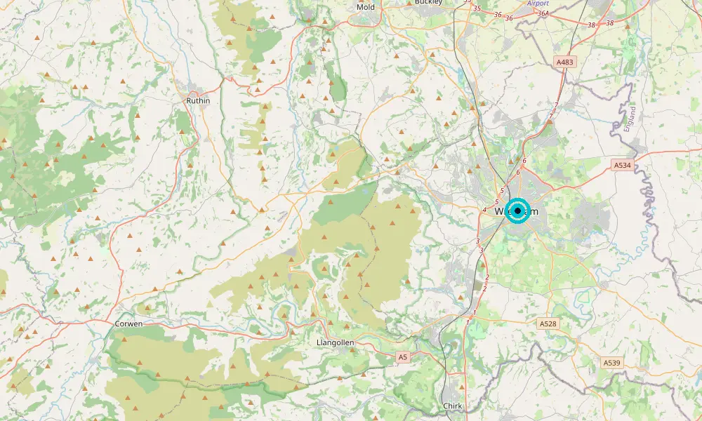 Map of our delivery coverage in Wrexham
